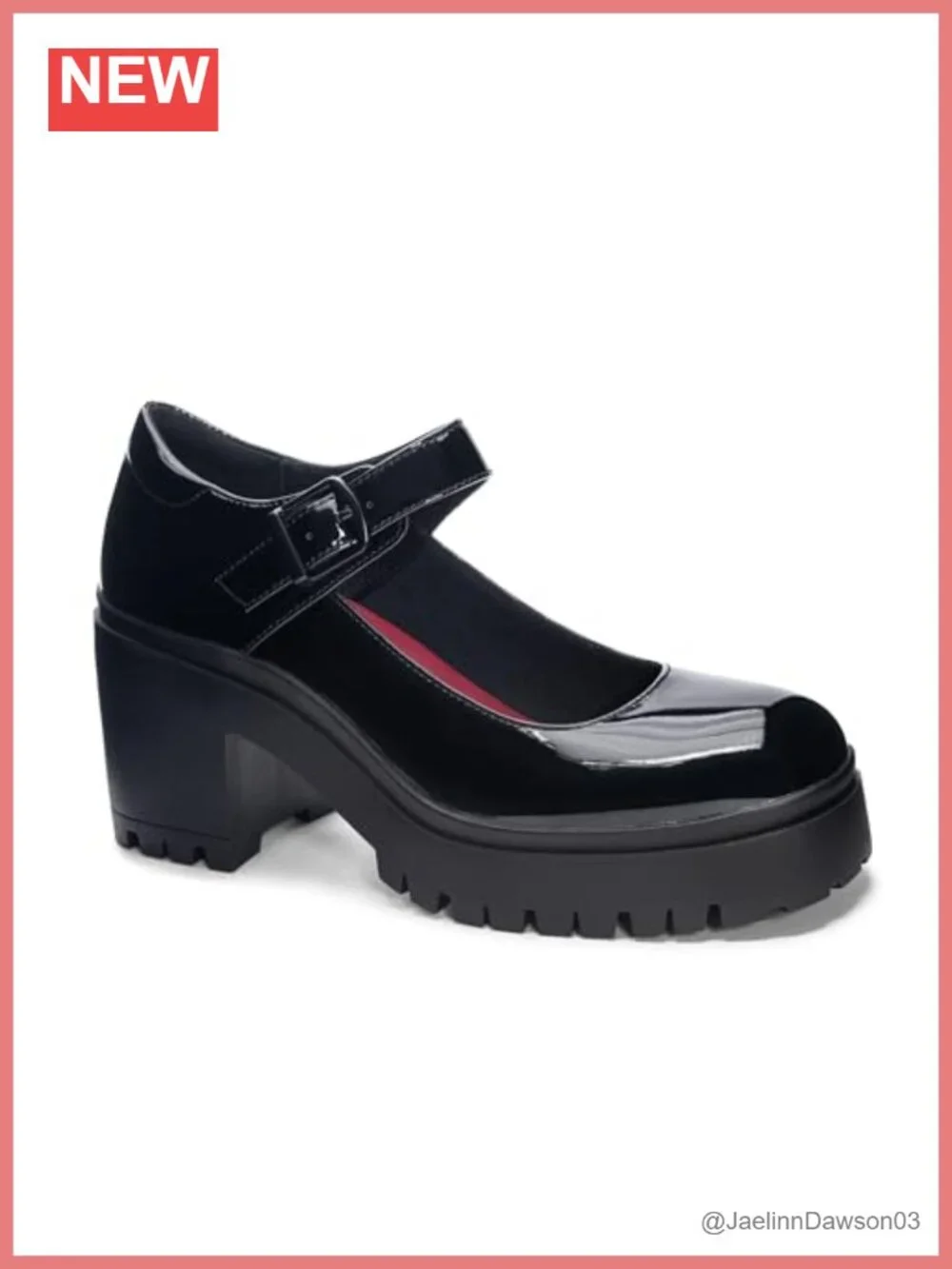 Platform Mary Jane Pumps with Buckle Closure - Faux Leather Block Heel